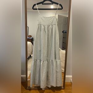 Petal & Pup White and Green Gingham Maxi dress